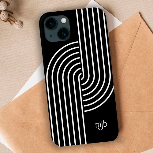 Cool Concentric Arch Retro Modern with Monogram iPhone 13 Case