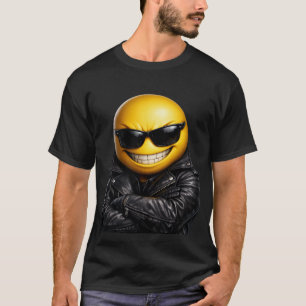 Cool Confident Emoji Leather Jacket T-Shirt