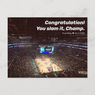 Cool congrats greeting postcard: slam it champ! 2 postcard