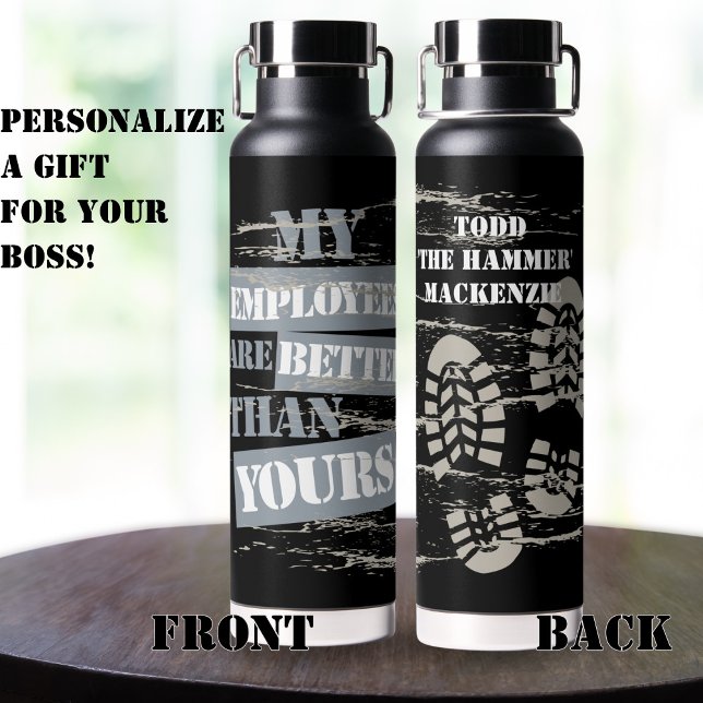Cool Construction Boss Name Nickname Water Bottle (Creator Uploaded)