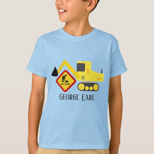 cool construction digger truck add name T_Shirt