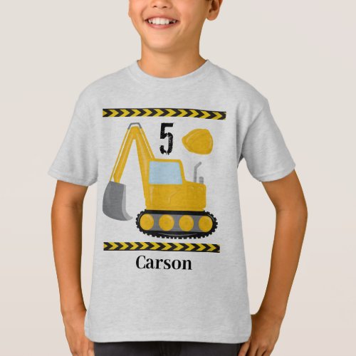 Cool Construction Excavator Custom Kids Birthday T_Shirt