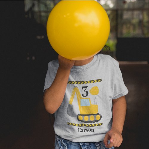Cool Construction Excavator Custom Kids Birthday Toddler T_shirt