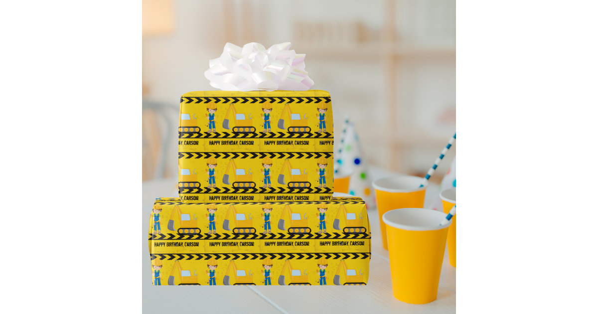 Construction Theme Vehicles Pattern Party Gifts Wrapping Paper