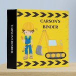 Cool Construction Excavator Custom Kids Name 3 Ring Binder<br><div class="desc">Cool custom construction excavator binder for a child who loves yellow construction vehicles in black and yellow. Fun vehicle binder for a little boy who loves cars and trucks and wants to put them in a collection. Customize with your kid's name under the black and yellow caution tape.</div>