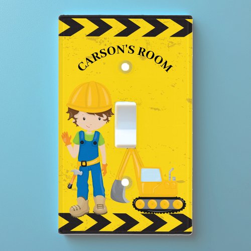 Cool Construction Excavator Custom Kids Room Light Switch Cover