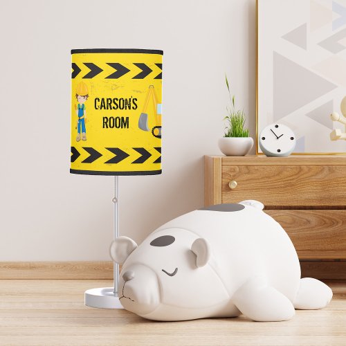 Cool Construction Excavator Custom Kids Room Table Lamp