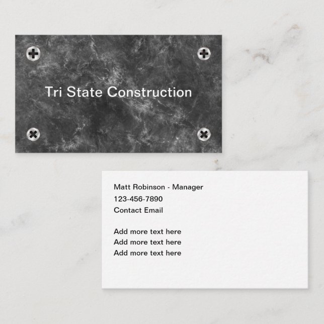 Cool Construction Fasteners Business Cards (Front/Back)