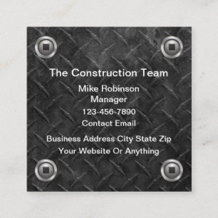 Cool Construction Faux Metal Background Square Business Card
