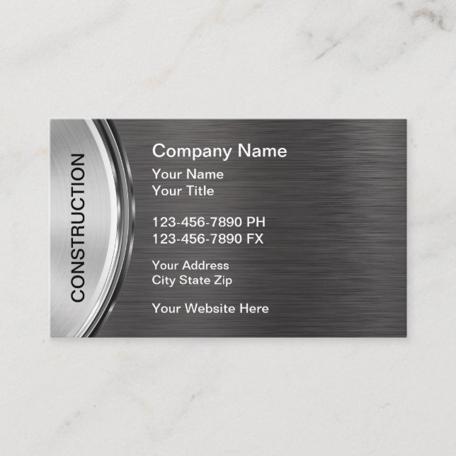 Cool Construction Home Services Business Card (Front)