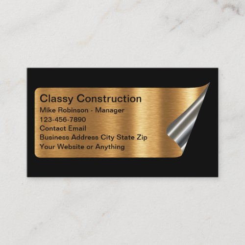 Cool Construction Metallic Look Business Card