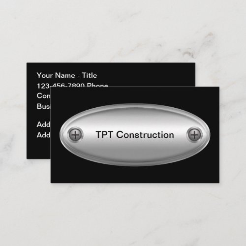 Cool Construction Metallic Look Business Card