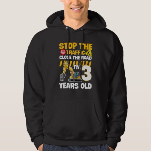 Cool Construction Vehicle 3rd Birthday 3 Year Old  Hoodie