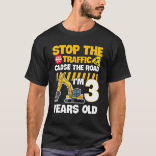Cool Construction Vehicle 3rd Birthday 3 Year Old  T-Shirt