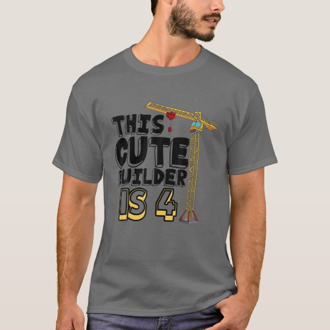 Cool Construction Vehicle 4Th Birthday 4 Year Old T-Shirt (Front)