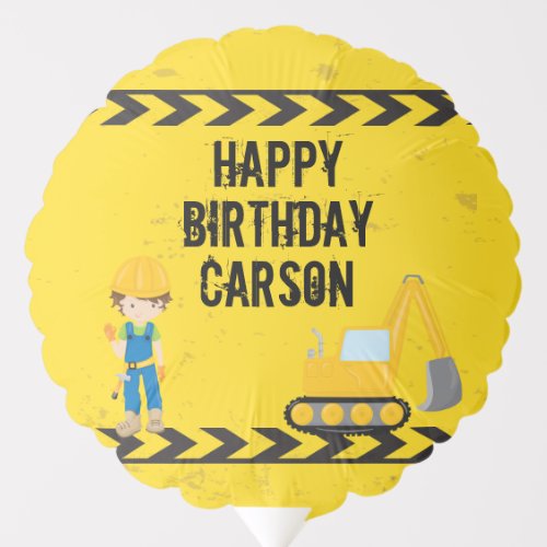 Cool Construction Vehicle Boy Custom Kids Birthday Balloon