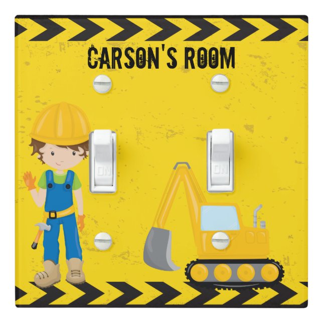 Cool Construction Vehicle Boy Custom Kids Room Light Switch Cover (In Situ)