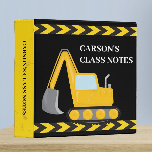 Cool Construction Vehicle Boy Personalized Kids 3 Ring Binder (Creator Uploaded)