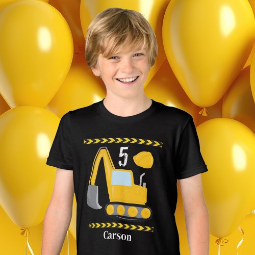 Cool Construction Vehicle Custom Boys Birthday Tri_Blend Shirt