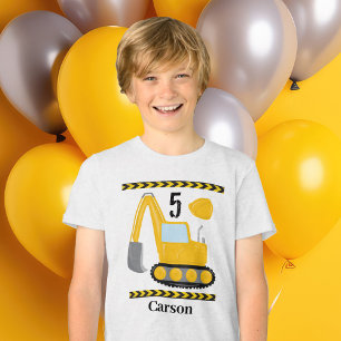 Cool Construction Vehicle Custom Kids Birthday Tri-Blend Shirt