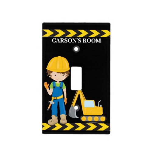 Cool Construction Vehicle Custom Kids Room Black Light Switch Cover