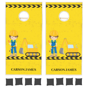 Cool Construction Vehicle Custom Kids Yellow Cornhole Set