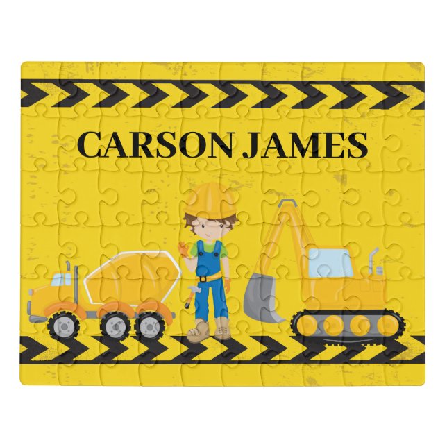 Cool Construction Vehicle Custom Yellow Kids Jigsaw Puzzle (Puzzle Horizontal)