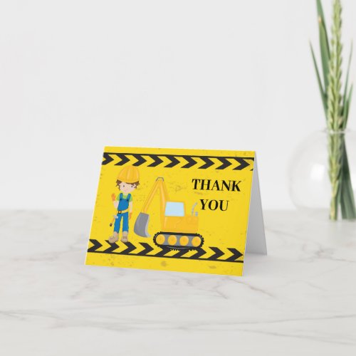 Cool Construction Vehicle Excavator Kids Thank You Card