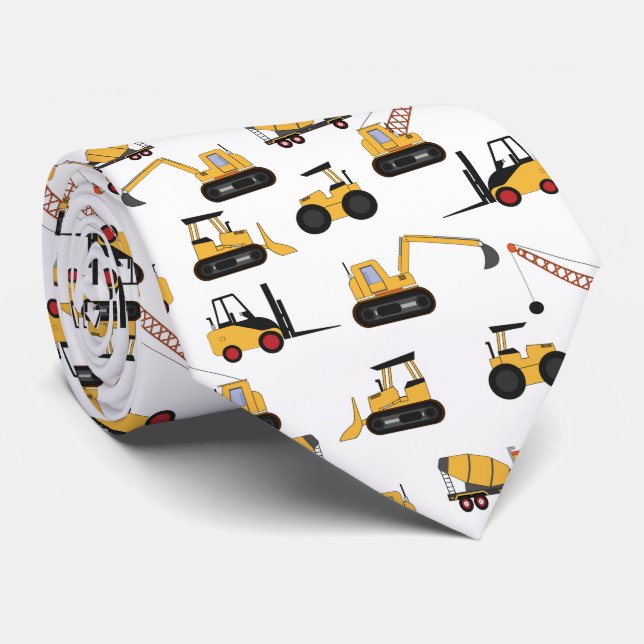 cool construction workers tiled pattern neck tie (Rolled)