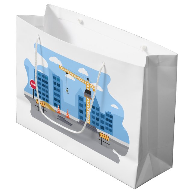 cool construction zone party Large Gift Bag (Front Angled)