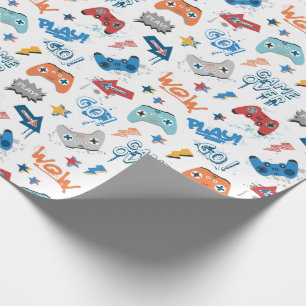 Cool controller pattern with text for gamers wrapping paper