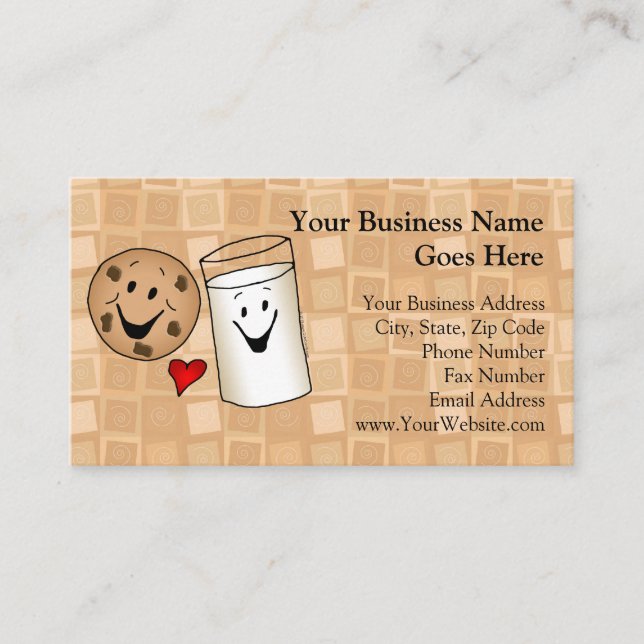 Cool Cookies and Milk Friends Cartoon Business Card (Front)