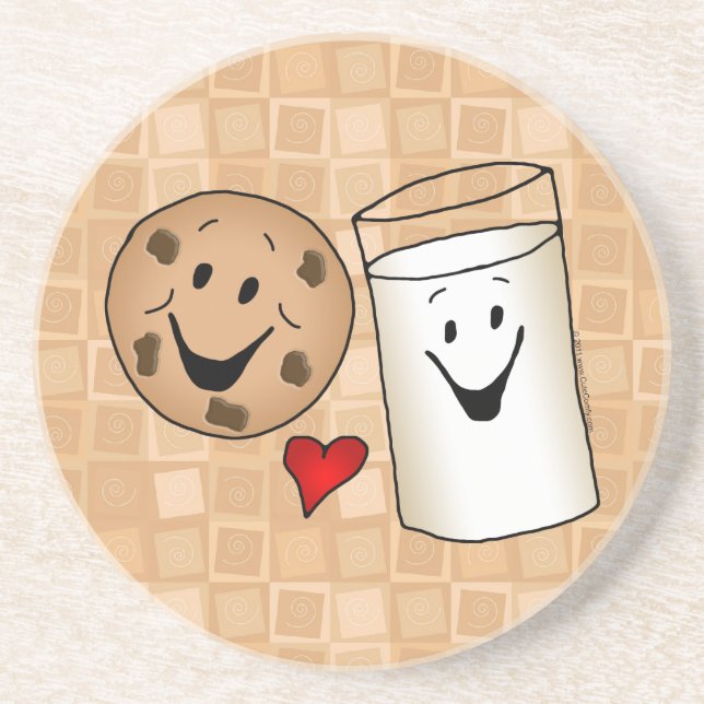 Cool Cookies and Milk Friends Cartoon Drink Coaster (Front)