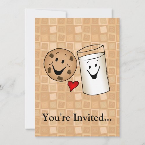 Cool Cookies and Milk Friends Cartoon Custom Invites