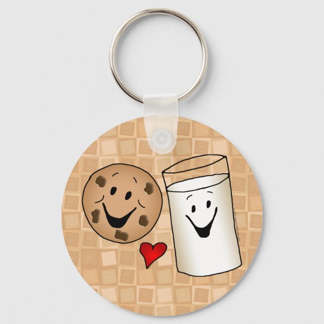 Cool Cookies and Milk Friends Cartoon Keychain (Front)