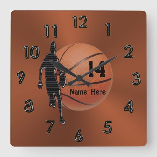 Cool Copper Colored Personalized Basketball Clocks