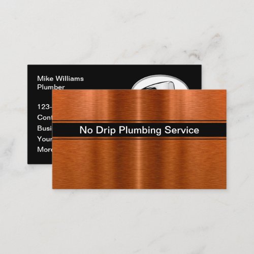 Cool Copper Look Background Plumber Business Cards
