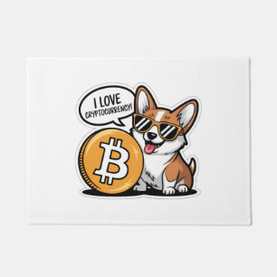 Cool Corgi Loves Cryptocurrency Doormat