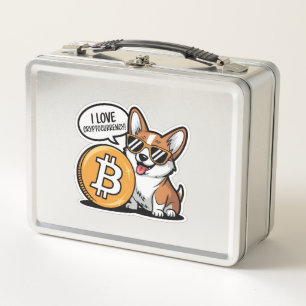 Cool Corgi Loves Cryptocurrency Metal Lunch Box