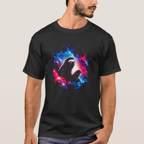 Cool Cosmic Sloth Galaxy Graphic Space Art T-Shirt