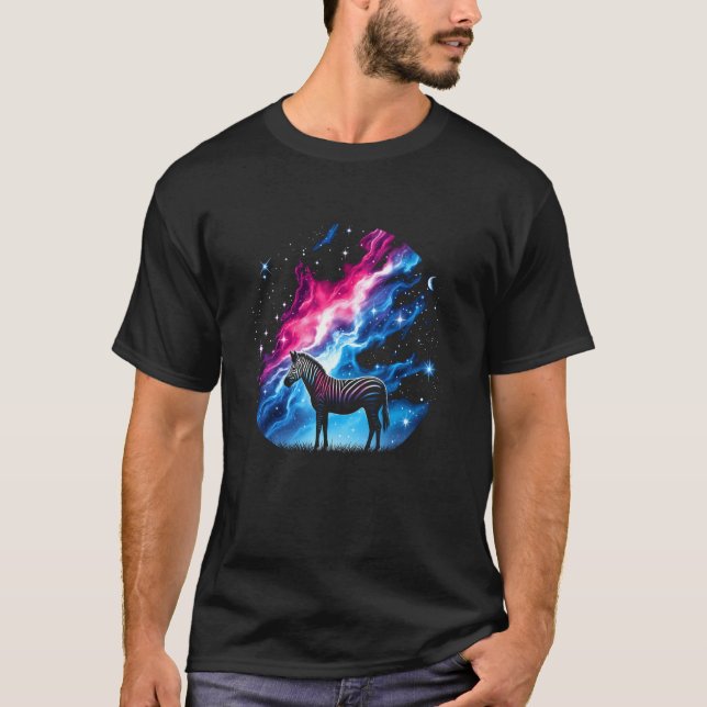 Cool Cosmic Wolf Galaxy Graphic Space Art T-Shirt (Front)