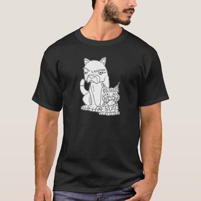 Cool Cougar & Bobcat Furry Woodland Creatures T-Shirt (Front)