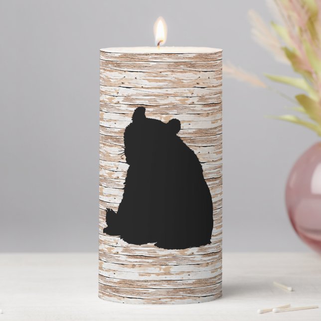 Cool Country black bear rustic Pillar Candle (In Situ)