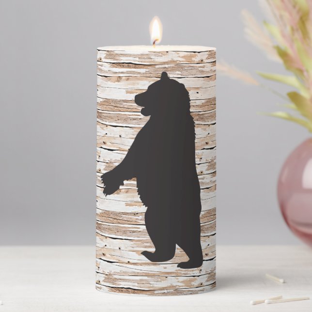 Cool Country black bear rustic  Pillar Candle (In Situ)