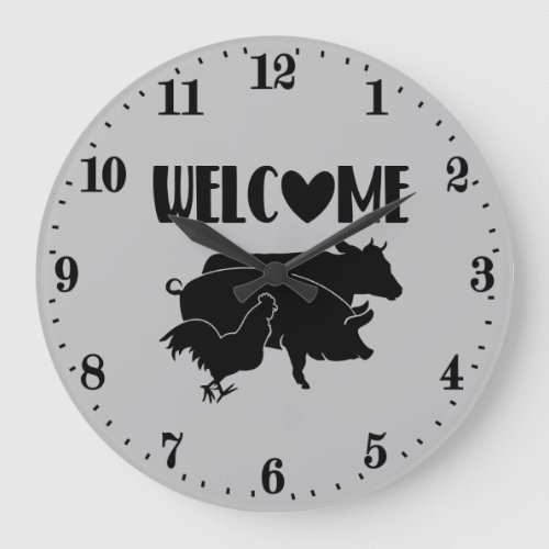 cool Country farm animal decor Large Clock