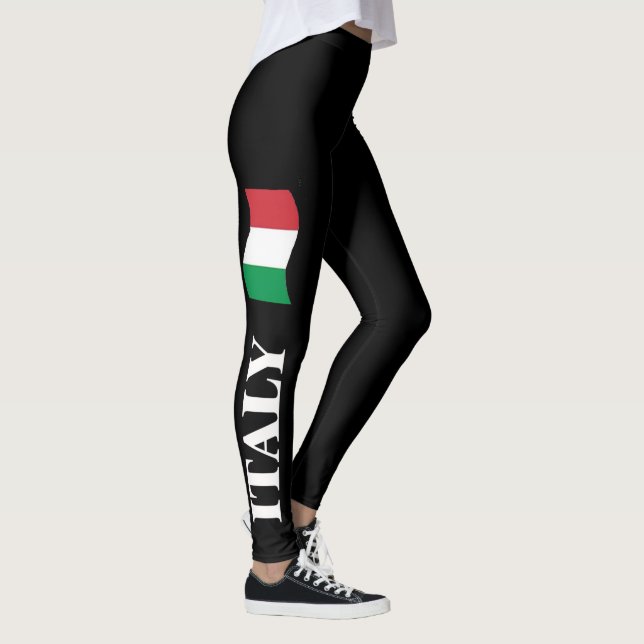 cool country pride pattern black italy flag leggings (Right)