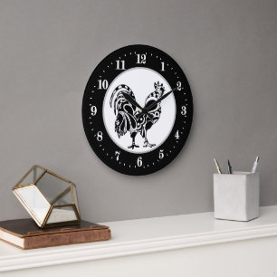 cool Country rooster decor Large Clock