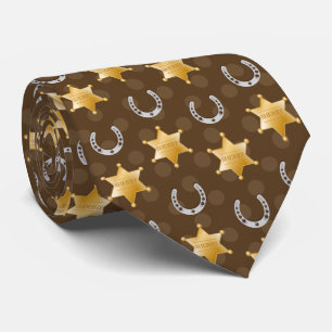 cool Country Sheriff tiled horseshoe pattern Neck Tie