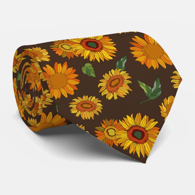 cool Country sunflower pattern neck tie  (Rolled)