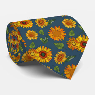cool Country sunflower pattern neck tie 